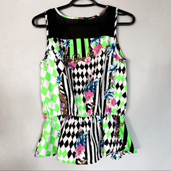 Nwot • Chelsea • Mesh Insert Peplum Top - Picture 6 of 6